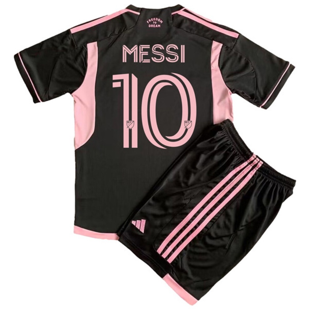 MESSI #10 INTER MIAMI CF YOUTH AWAY JERSEY + SHORTS KIT BLACK